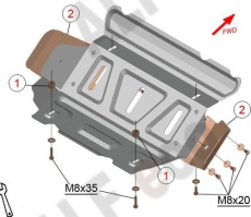 Защита алюминиевая Alfeco для картера и радиатора Toyota Fortuner II 2015-2021